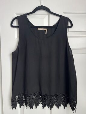Have 2XL Black Sleeveless Tank with Lace Hem